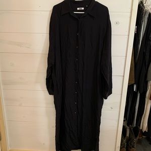 XL long black button up dress